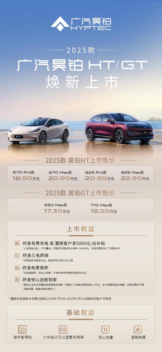 2025款广汽昊铂HT/GT 7月3日正式上市，售价18.99万起及17.39万起