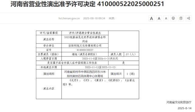@郑州歌迷，准备抢票，张韶涵演唱会郑州站审批通过！